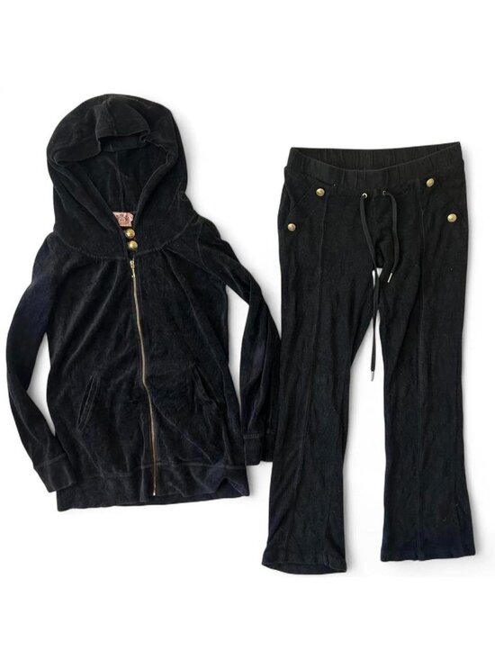 Juicy Couture Pants - Y2K rare Black juicy couture tracksuit setTop size...